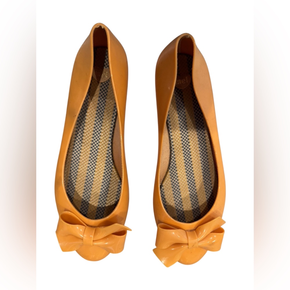 Orange Bow Women's Flats Size 10 Mini Melissa